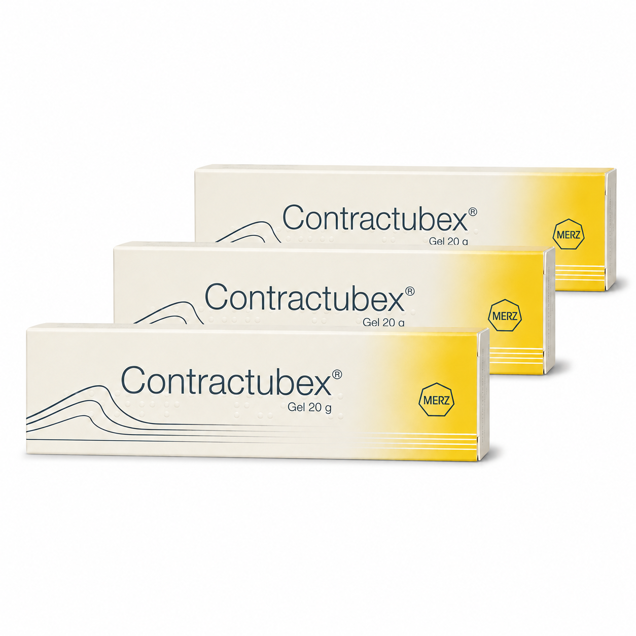 Contractubex Scar Gel 20g three pack with English labeling