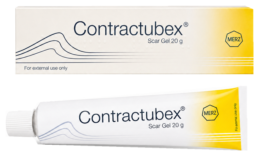 Contractubex Scar Gel 20g translated box and tube packaging